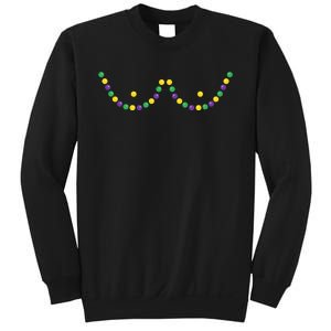 Mardi Gras Funny Beads Boobs Outline Gift Sweatshirt