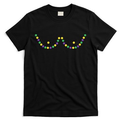 Mardi Gras Funny Beads Boobs Outline Gift T-Shirt