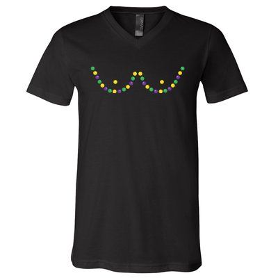 Mardi Gras Funny Beads Boobs Outline Gift V-Neck T-Shirt