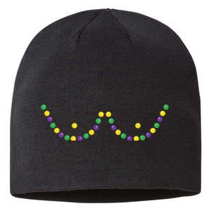 Mardi Gras Funny Beads Boobs Outline Gift Sustainable Beanie