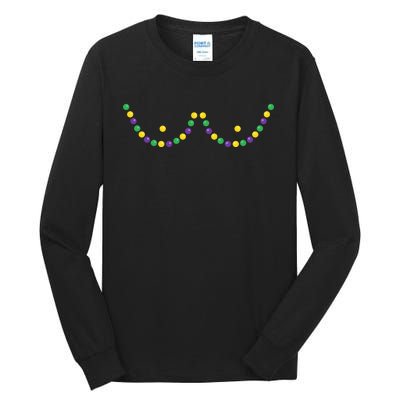 Mardi Gras Funny Beads Boobs Outline Gift Tall Long Sleeve T-Shirt