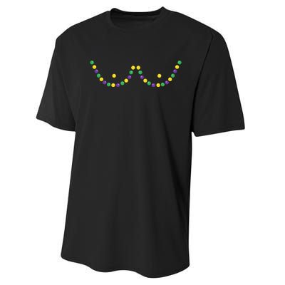 Mardi Gras Funny Beads Boobs Outline Gift Performance Sprint T-Shirt