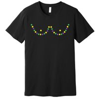 Mardi Gras Funny Beads Boobs Outline Gift Premium T-Shirt