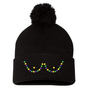 Mardi Gras Funny Beads Boobs Outline Gift Pom Pom 12in Knit Beanie