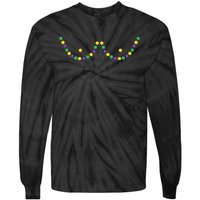 Mardi Gras Funny Beads Boobs Outline Gift Tie-Dye Long Sleeve Shirt