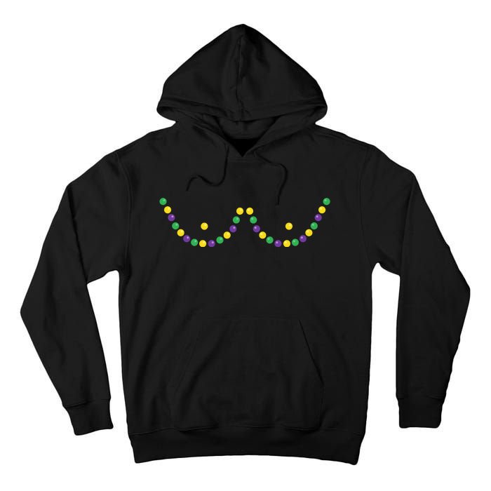 Mardi Gras Funny Beads Boobs Outline Gift Tall Hoodie