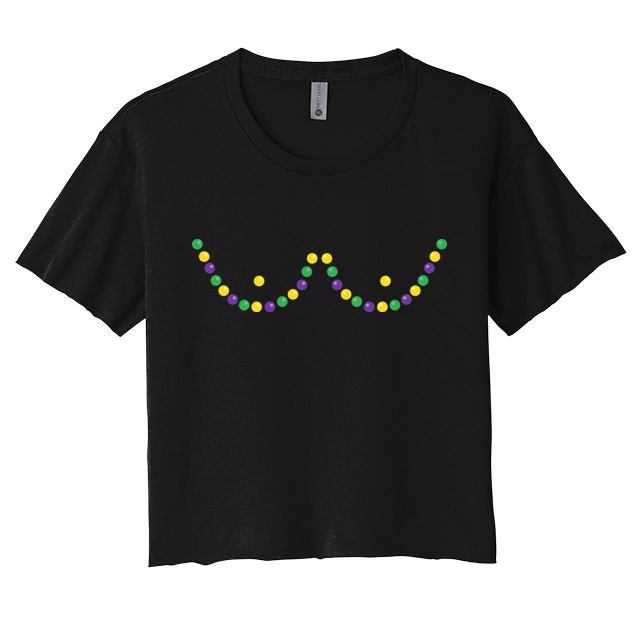 Mardi Gras Funny Beads Boobs Outline Gift Crop Top