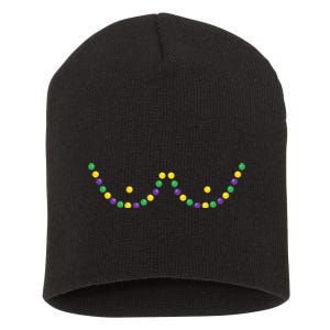 Mardi Gras Funny Beads Boobs Outline Gift Short Acrylic Beanie