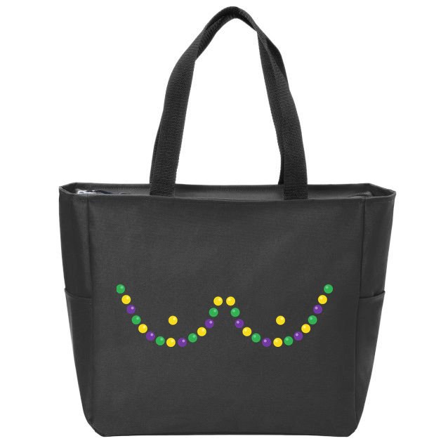 Mardi Gras Funny Beads Boobs Outline Gift Zip Tote Bag