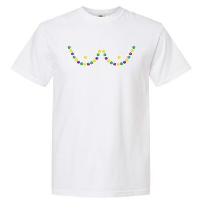 Mardi Gras Funny Beads Boobs Outline Gift Garment-Dyed Heavyweight T-Shirt