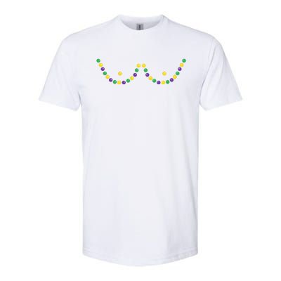 Mardi Gras Funny Beads Boobs Outline Gift Softstyle CVC T-Shirt