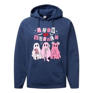 Mean Ghouls Funny Ghost Retro Scary Halloween Trick Or Treat Performance Fleece Hoodie