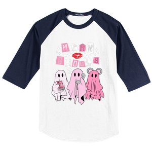 Mean Ghouls Funny Ghost Retro Scary Halloween Trick Or Treat Baseball Sleeve Shirt