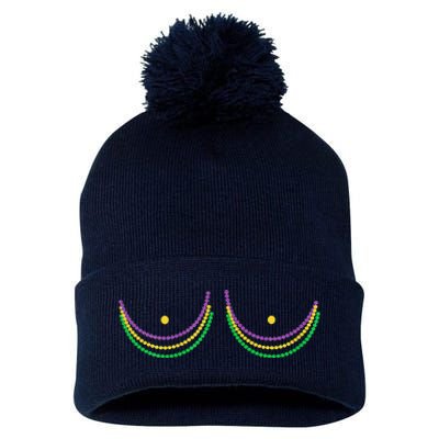 Mardi Gras Funny Beads Boobs Outline Gifts Pom Pom 12in Knit Beanie