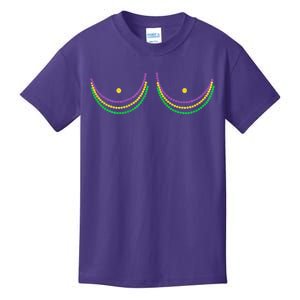 Mardi Gras Funny Beads Boobs Outline Gifts Kids T-Shirt