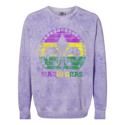 Mardi Gras Fleur De Lis Retro Sunset I Carnival Colorblast Crewneck Sweatshirt