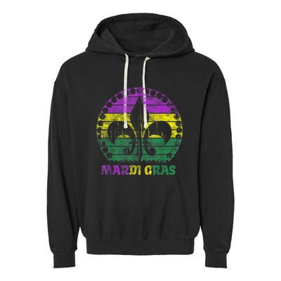 Mardi Gras Fleur De Lis Retro Sunset I Carnival Garment-Dyed Fleece Hoodie