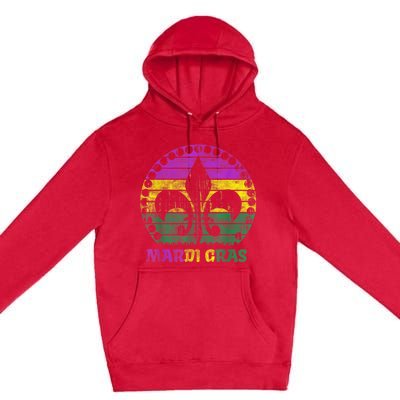 Mardi Gras Fleur De Lis Retro Sunset I Carnival Premium Pullover Hoodie