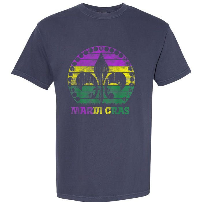 Mardi Gras Fleur De Lis Retro Sunset I Carnival Garment-Dyed Heavyweight T-Shirt