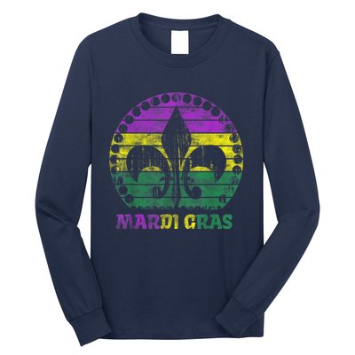 Mardi Gras Fleur De Lis Retro Sunset I Carnival Long Sleeve Shirt