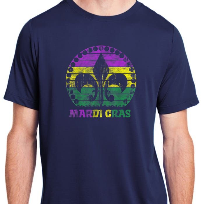 Mardi Gras Fleur De Lis Retro Sunset I Carnival Adult ChromaSoft Performance T-Shirt