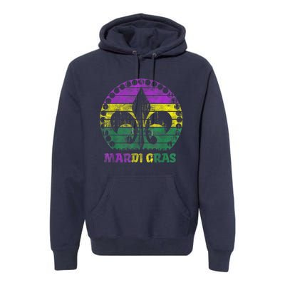 Mardi Gras Fleur De Lis Retro Sunset I Carnival Premium Hoodie