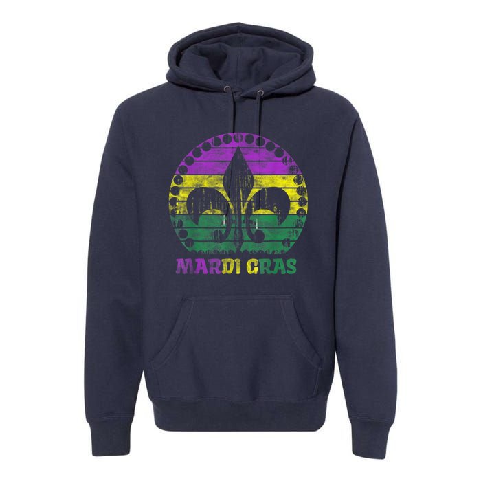 Mardi Gras Fleur De Lis Retro Sunset I Carnival Premium Hoodie