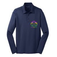 Mardi Gras Fleur De Lis Retro Sunset I Carnival Silk Touch Performance Long Sleeve Polo