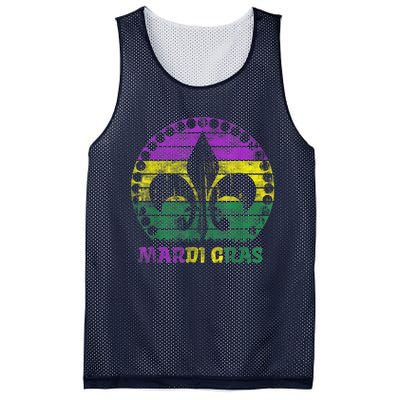 Mardi Gras Fleur De Lis Retro Sunset I Carnival Mesh Reversible Basketball Jersey Tank