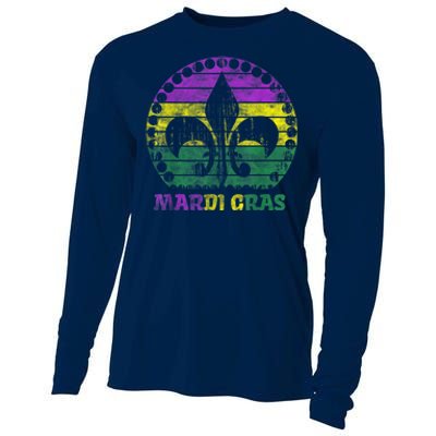 Mardi Gras Fleur De Lis Retro Sunset I Carnival Cooling Performance Long Sleeve Crew