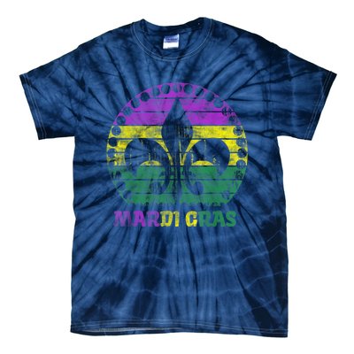 Mardi Gras Fleur De Lis Retro Sunset I Carnival Tie-Dye T-Shirt