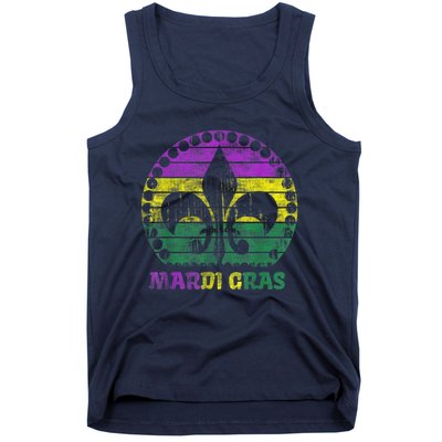 Mardi Gras Fleur De Lis Retro Sunset I Carnival Tank Top