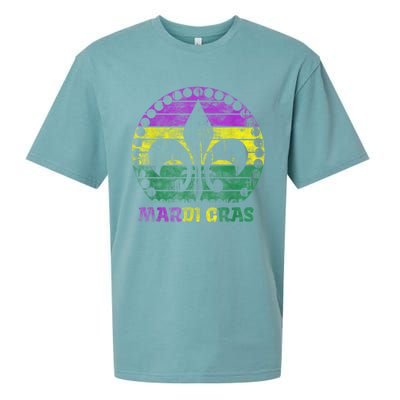 Mardi Gras Fleur De Lis Retro Sunset I Carnival Sueded Cloud Jersey T-Shirt