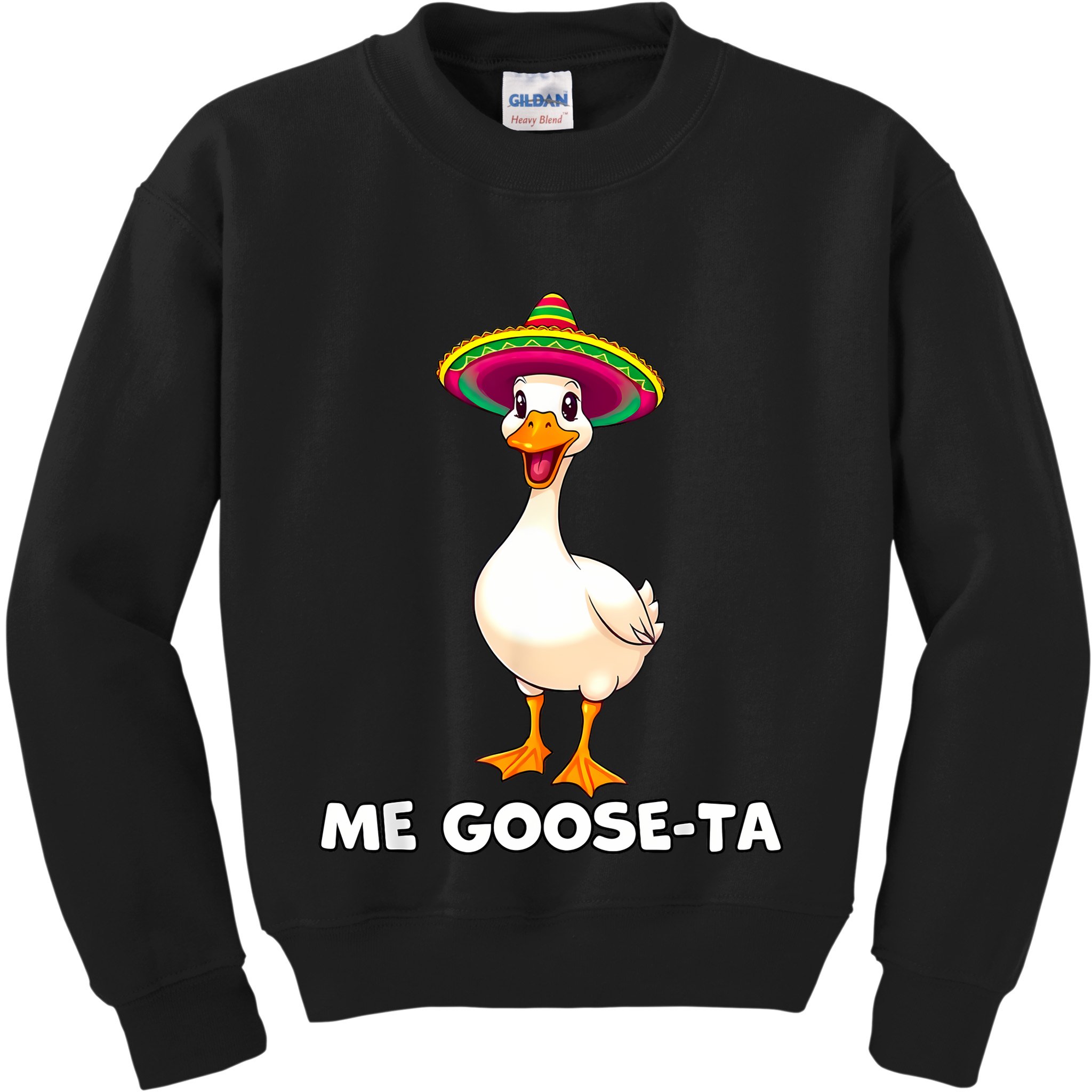 Me Gooseta Funny Goose Mexican Hat Me Gusta Spanish Puns Kids Sweatshirt