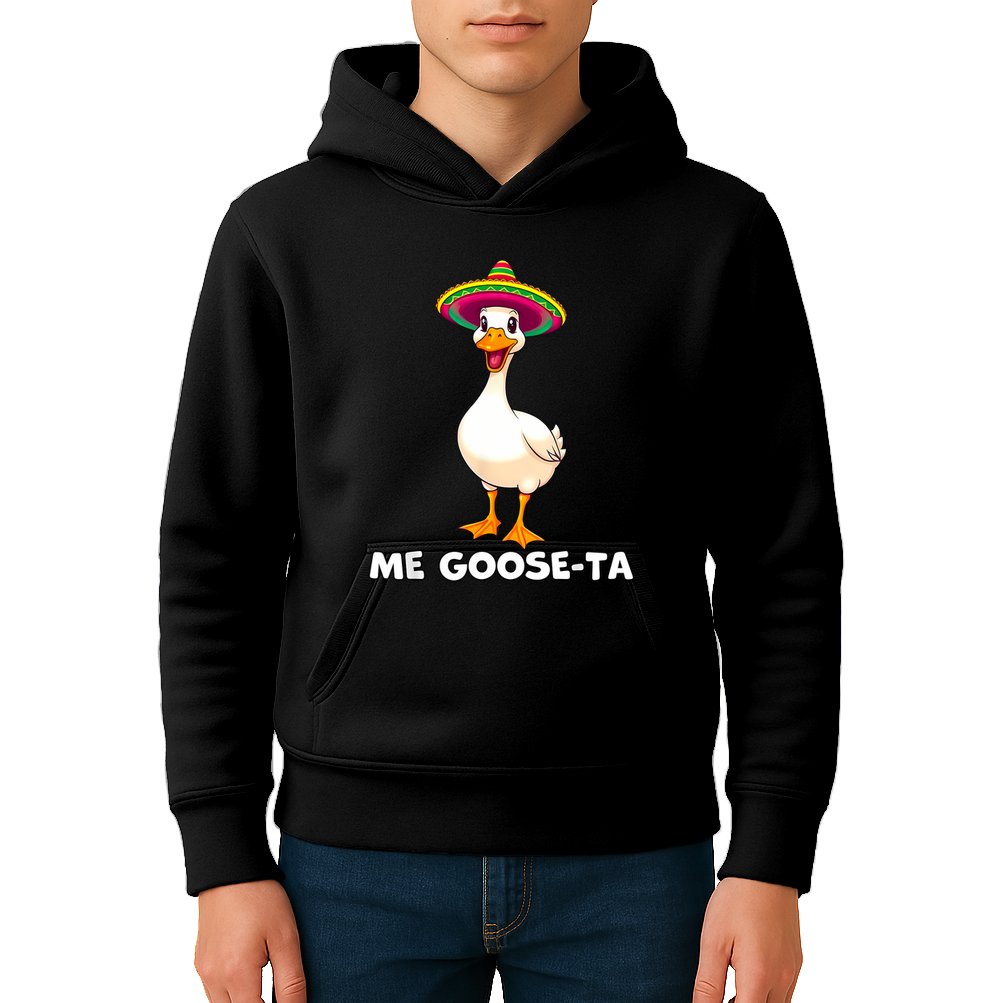 Me Gooseta Funny Goose Mexican Hat Me Gusta Spanish Puns Kids Hoodie