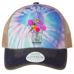 Mom Grandma Floral Gift Happiness Is Being A Mamaw Legacy Tie Dye Trucker Hat