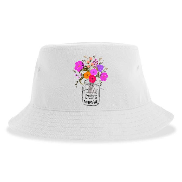 Mom Grandma Floral Gift Happiness Is Being A Mamaw Sustainable Bucket Hat