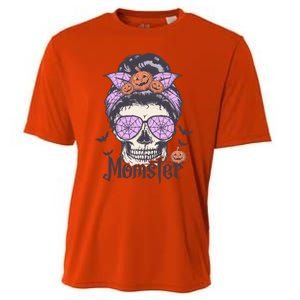 Momster Gift Funny Messy Bun Skeleton Spooky Halloween Cool Gift Cooling Performance Crew T-Shirt