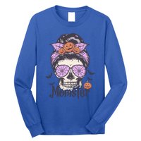 Momster Gift Funny Messy Bun Skeleton Spooky Halloween Cool Gift Long Sleeve Shirt