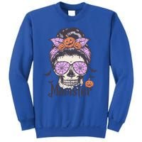 Momster Gift Funny Messy Bun Skeleton Spooky Halloween Cool Gift Sweatshirt