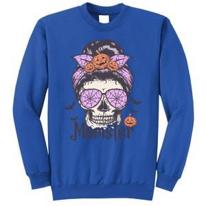 Momster Gift Funny Messy Bun Skeleton Spooky Halloween Cool Gift Tall Sweatshirt