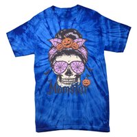 Momster Gift Funny Messy Bun Skeleton Spooky Halloween Cool Gift Tie-Dye T-Shirt