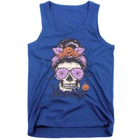 Momster Gift Funny Messy Bun Skeleton Spooky Halloween Cool Gift Tank Top