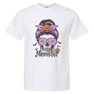 Momster Gift Funny Messy Bun Skeleton Spooky Halloween Cool Gift Garment-Dyed Heavyweight T-Shirt