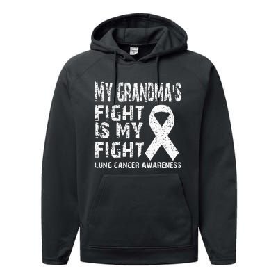 My Grandmas Fight Is My Fight Lung Cancer Awareness Performance Fleece Hoodie