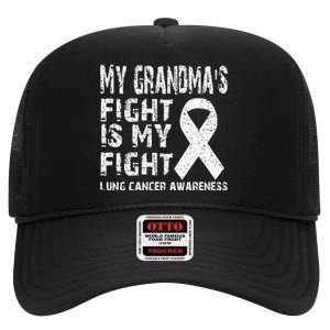 My Grandmas Fight Is My Fight Lung Cancer Awareness High Crown Mesh Back Trucker Hat