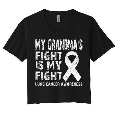 My Grandmas Fight Is My Fight Lung Cancer Awareness Crop Top
