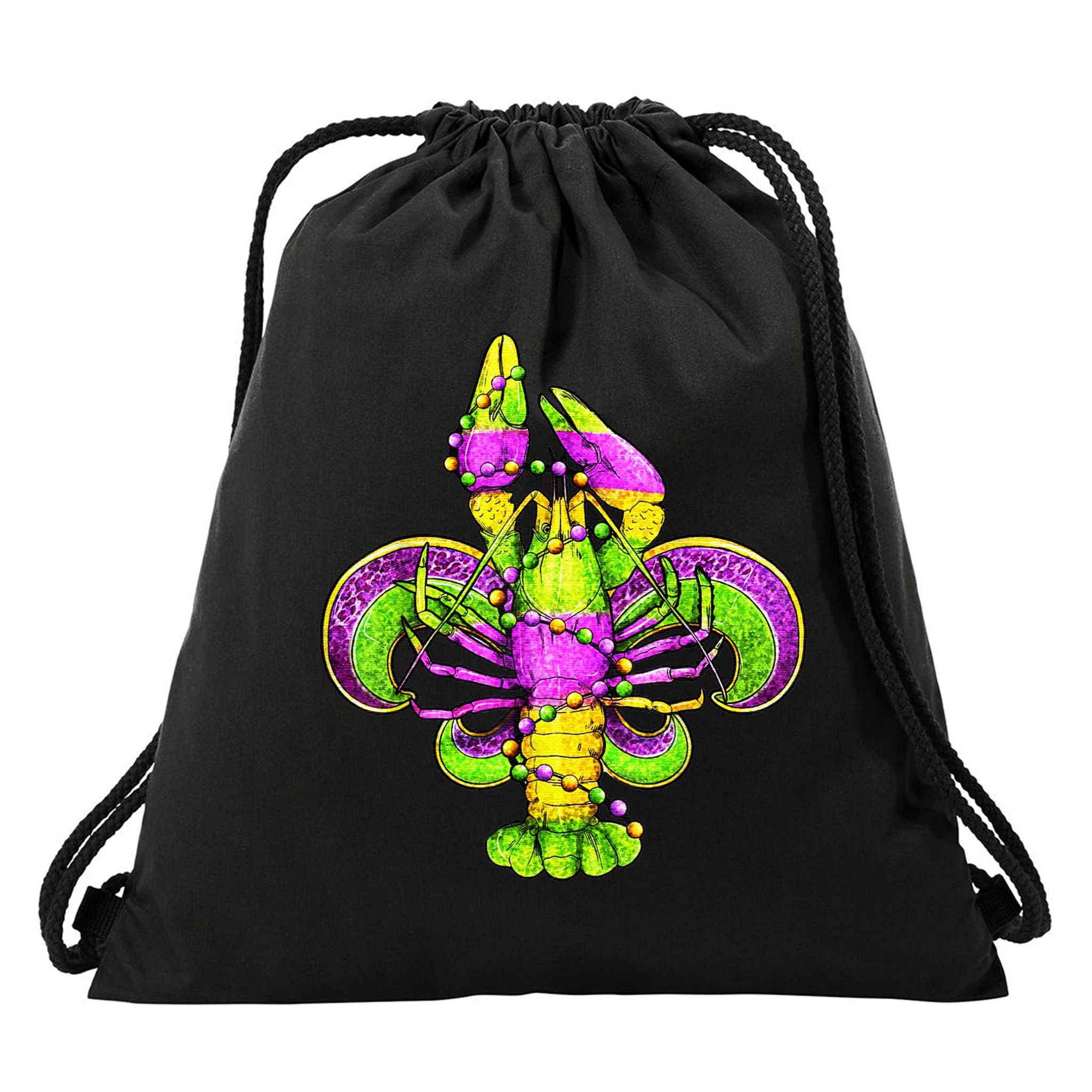 Mardi Gras Fleur De Lis Crawfish Drawstring Bag