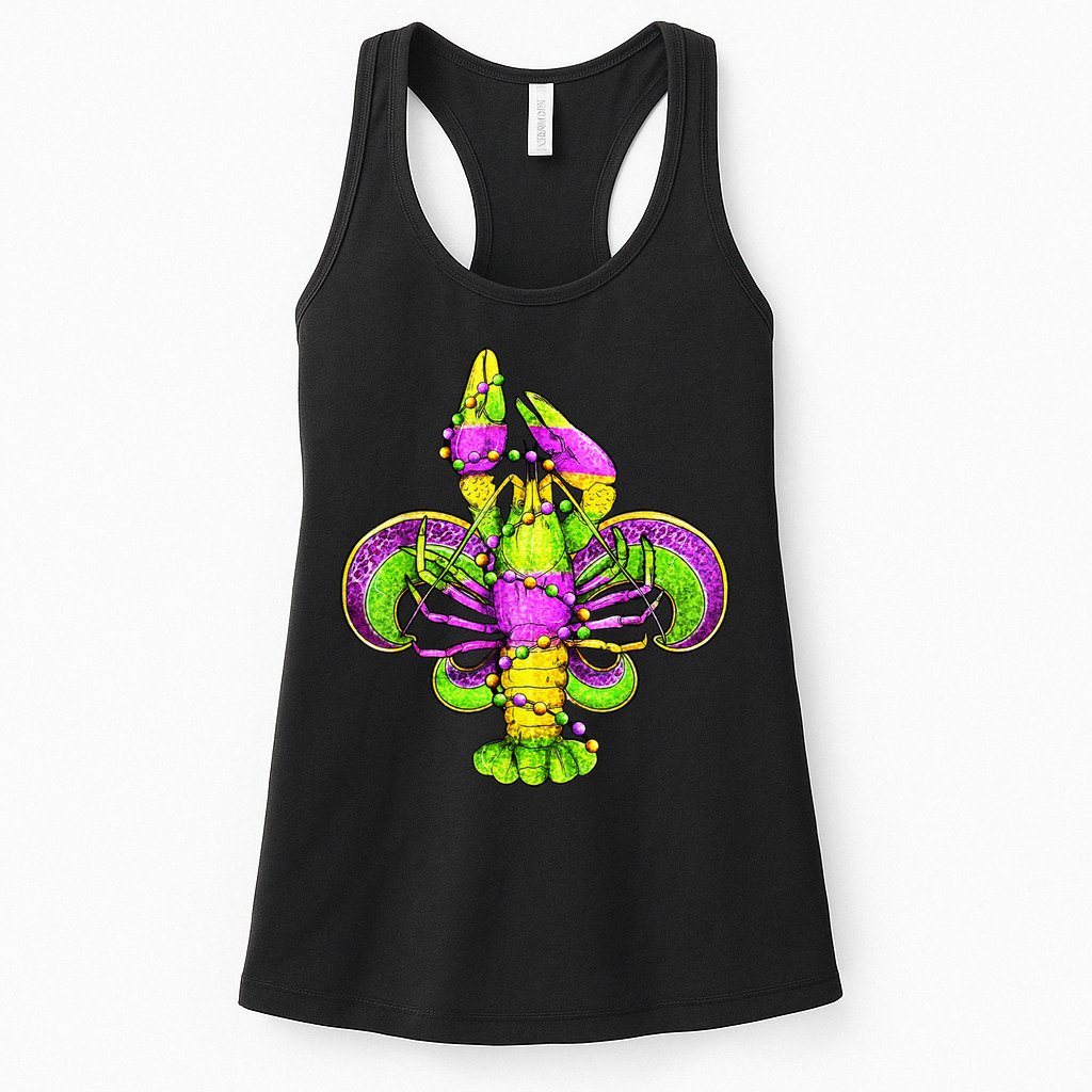 Mardi Gras Fleur De Lis Crawfish Womens Tank Top