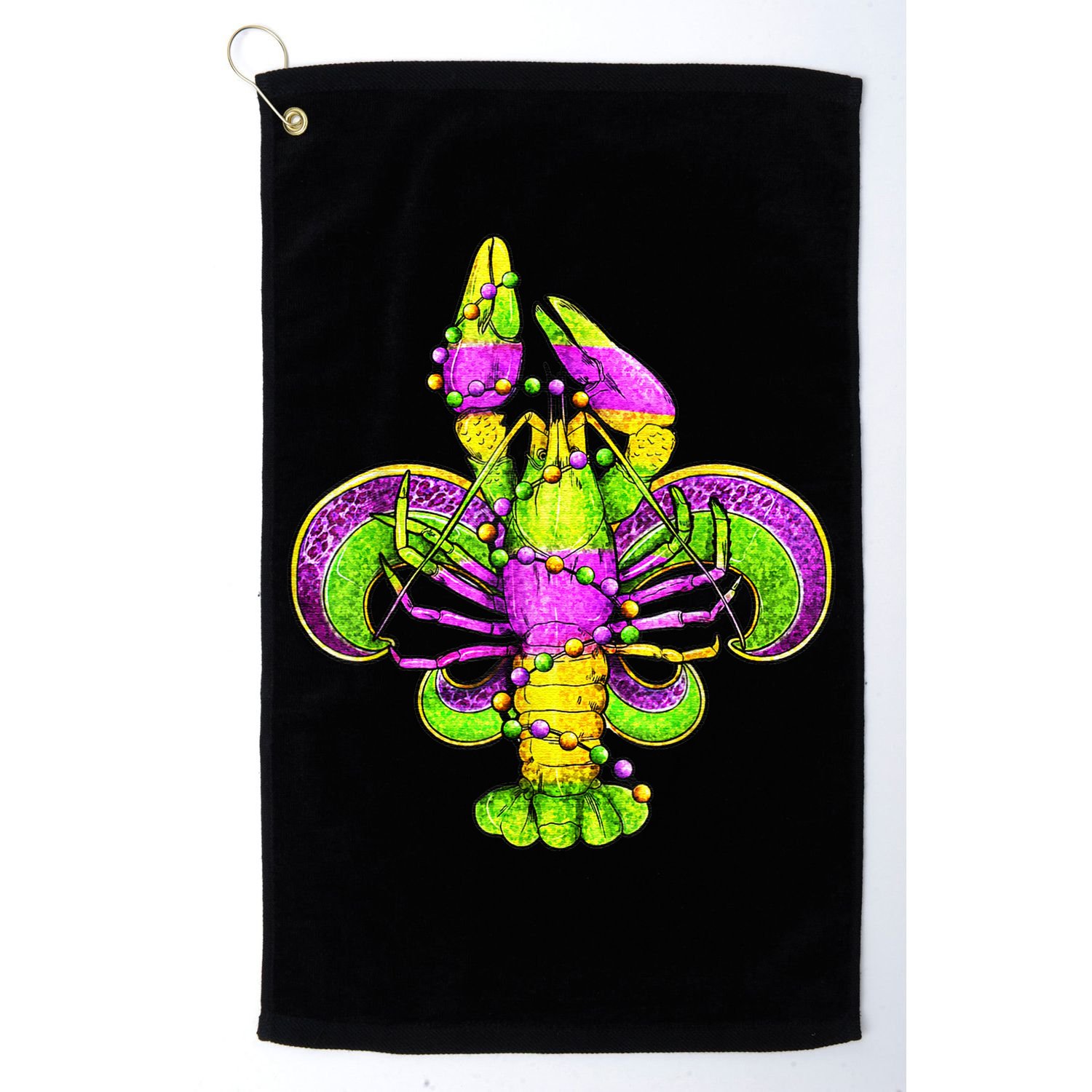 Mardi Gras Fleur De Lis Crawfish Golf Towel